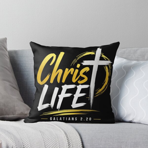 Item preview, Christ Life Galatians 2 20 Christian Cross Verse Faith Gold Brush Calligraphy designed and sold by HarinDonreka.