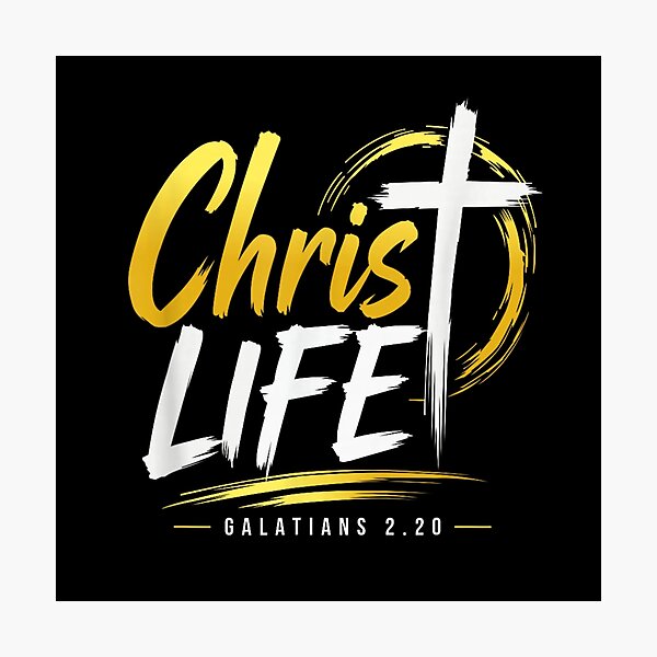 Item preview, Christ Life Galatians 2 20 Christian Cross Verse Faith Gold Brush Calligraphy designed and sold by HarinDonreka.