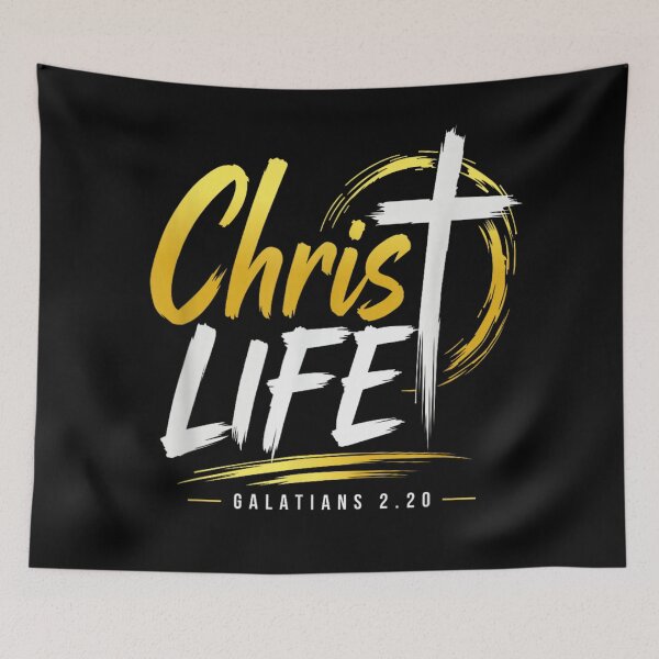 Item preview, Christ Life Galatians 2 20 Christian Cross Verse Faith Gold Brush Calligraphy designed and sold by HarinDonreka.