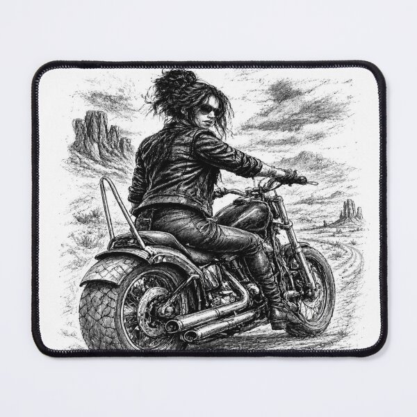 Item preview, Desert Chopper Woman Sketch - Desert Rebel Freedom Ride designed and sold by PiotrMenesh.