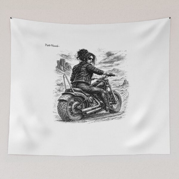 Item preview, Desert Chopper Woman Sketch - Desert Rebel Freedom Ride designed and sold by PiotrMenesh.