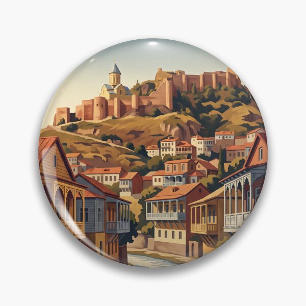 Item preview, Tbilisi Georgia Vintage Travel Art – Narikala Fortress & Mtkvari River designed and sold by Bomax121.