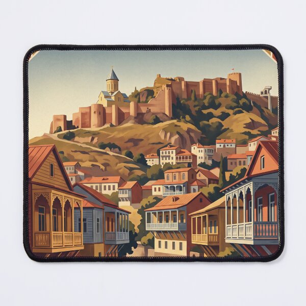 Item preview, Tbilisi Georgia Vintage Travel Art – Narikala Fortress & Mtkvari River designed and sold by Bomax121.