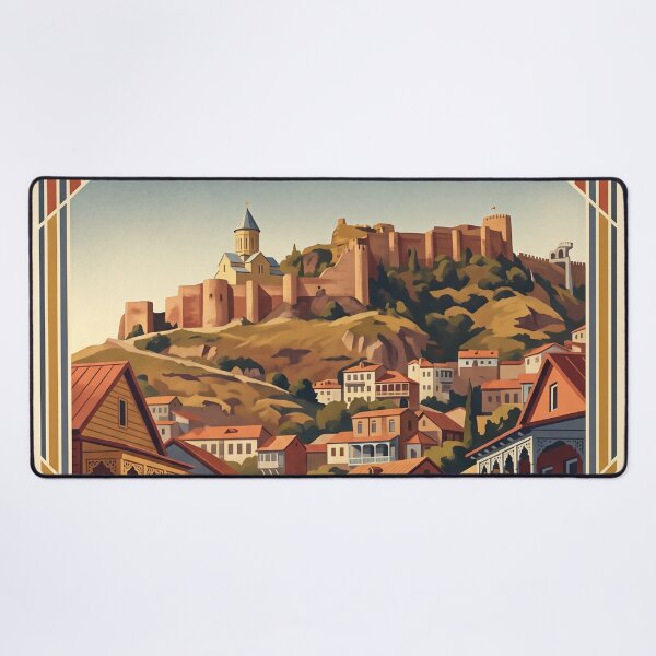 Item preview, Tbilisi Georgia Vintage Travel Art – Narikala Fortress & Mtkvari River designed and sold by Bomax121.