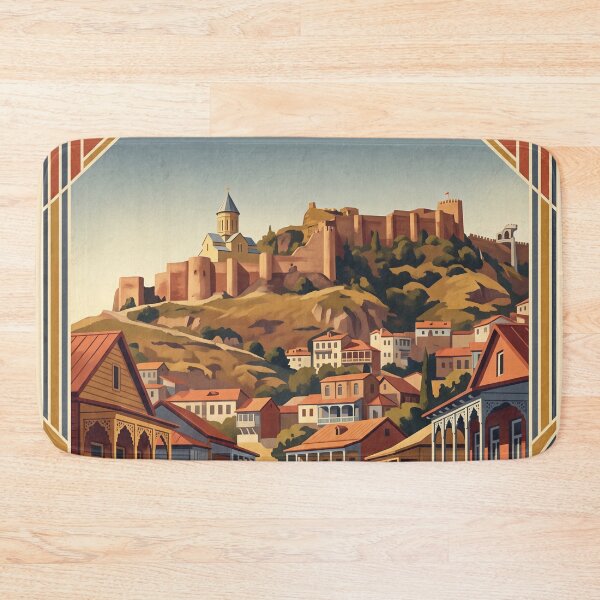 Item preview, Tbilisi Georgia Vintage Travel Art – Narikala Fortress & Mtkvari River designed and sold by Bomax121.