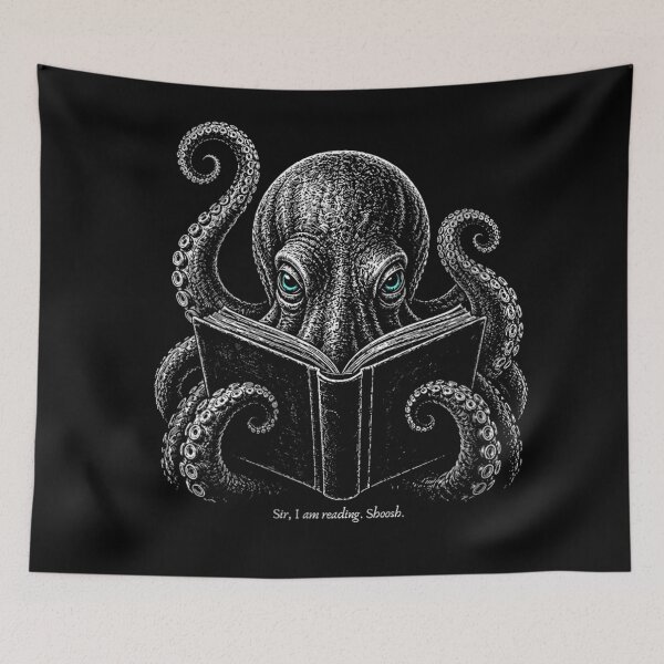 Item preview, Sir I Am Reading Shoosh Funny Octopus Reading Book Introvert Dark Academic designed and sold by HarinDonreka.