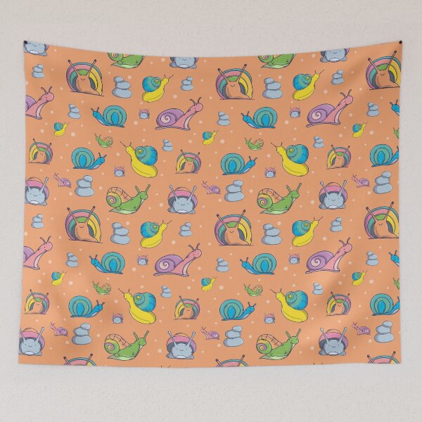 Item preview, Snails Pattern. Cute Characters. Orange Background. designed and sold by DigitalCris.