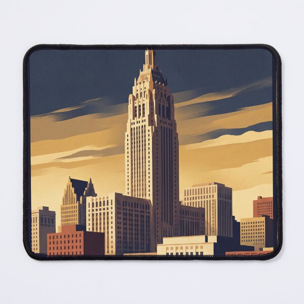Item preview, Detroit Michigan Vintage Travel Art – Art Deco Skyline & Riverfront designed and sold by Bomax121.