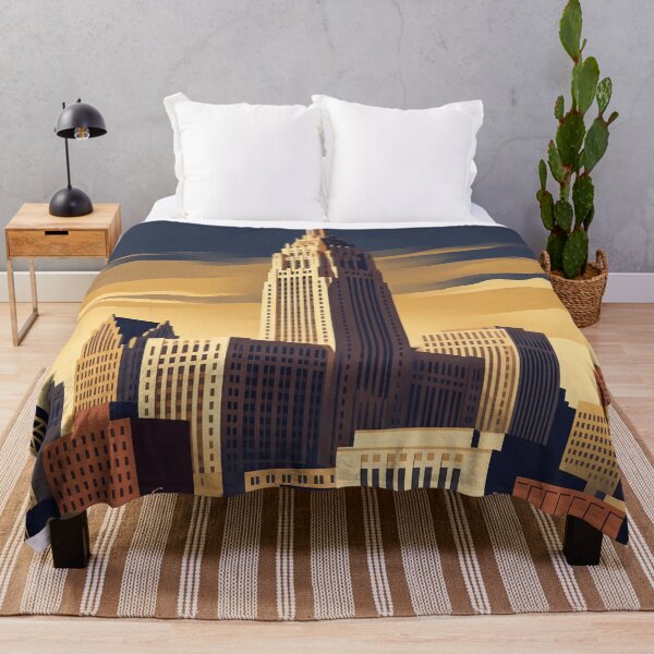 Item preview, Detroit Michigan Vintage Travel Art – Art Deco Skyline & Riverfront designed and sold by Bomax121.