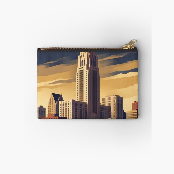 Item preview, Detroit Michigan Vintage Travel Art – Art Deco Skyline & Riverfront designed and sold by Bomax121.