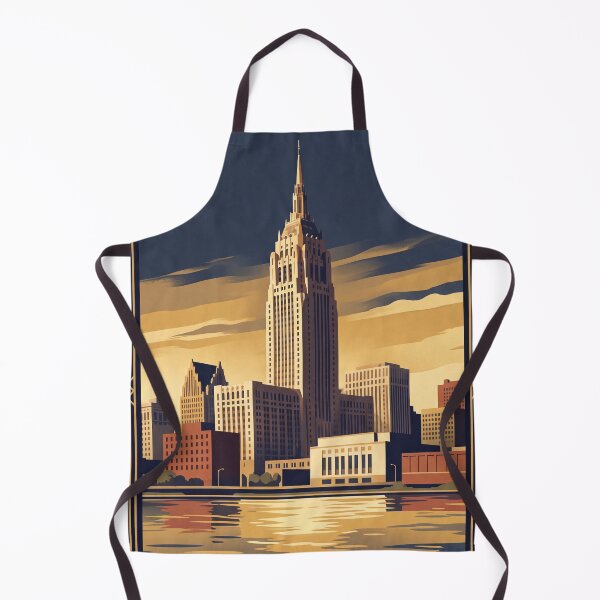 Item preview, Detroit Michigan Vintage Travel Art – Art Deco Skyline & Riverfront designed and sold by Bomax121.
