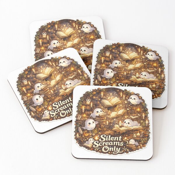 Item preview, Silent Screams Only – Cozy Haunted Library Ghost Stickers designed and sold by RDcollections.