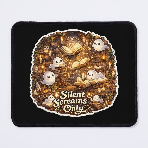 Item preview, Silent Screams Only – Cozy Haunted Library Ghost Stickers designed and sold by RDcollections.
