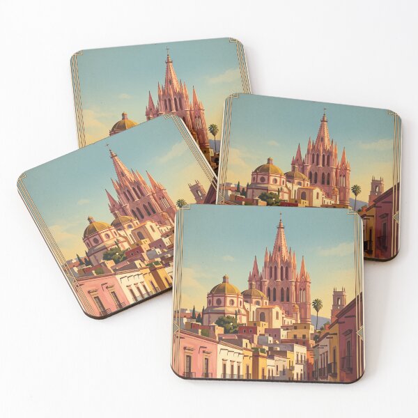 Item preview, San Miguel de Allende Mexico Vintage Travel Art – Parroquia & Colonial Streets designed and sold by Bomax121.