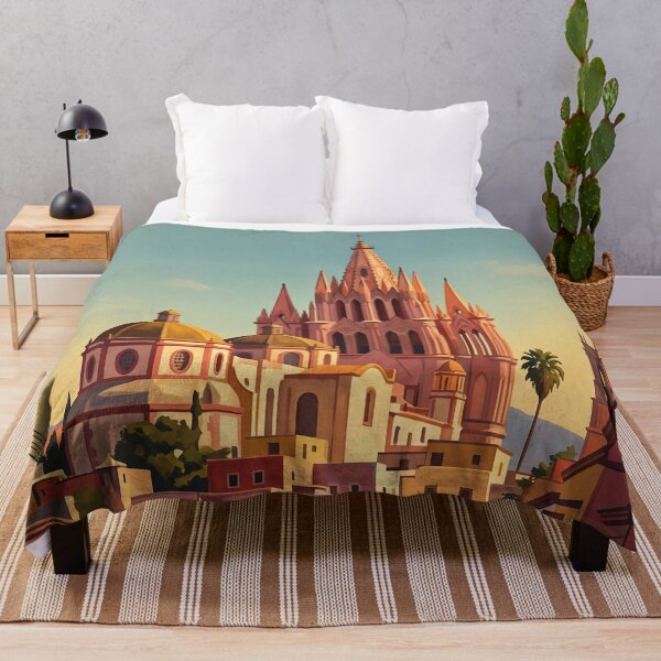 Item preview, San Miguel de Allende Mexico Vintage Travel Art – Parroquia & Colonial Streets designed and sold by Bomax121.
