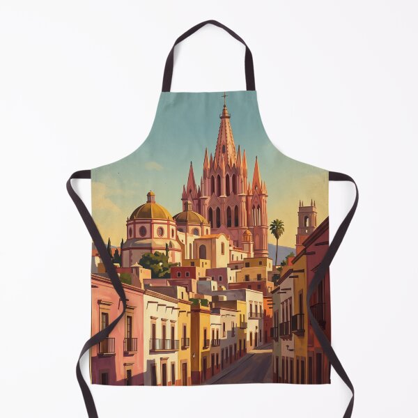 Item preview, San Miguel de Allende Mexico Vintage Travel Art – Parroquia & Colonial Streets designed and sold by Bomax121.
