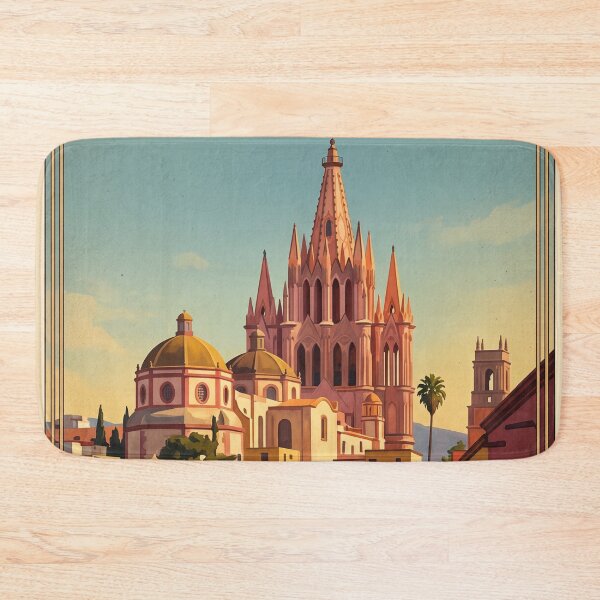 Item preview, San Miguel de Allende Mexico Vintage Travel Art – Parroquia & Colonial Streets designed and sold by Bomax121.