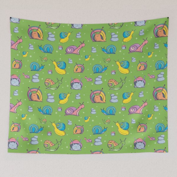 Item preview, Snails Pattern. Cute Characters. Green Background. designed and sold by DigitalCris.
