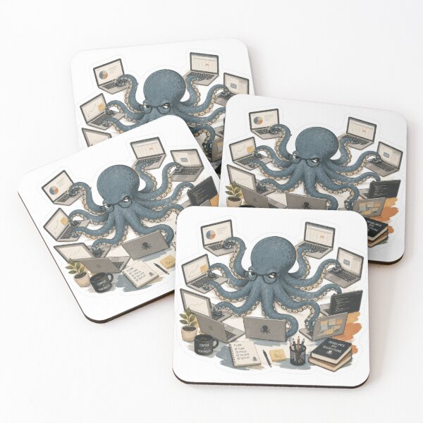 Item preview, Multitasking Octopus Working on Multiple Laptops designed and sold by Snurly.