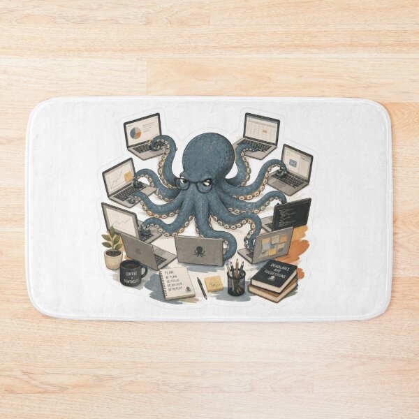Item preview, Multitasking Octopus Working on Multiple Laptops designed and sold by Snurly.