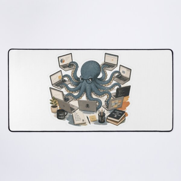 Item preview, Multitasking Octopus Working on Multiple Laptops designed and sold by Snurly.