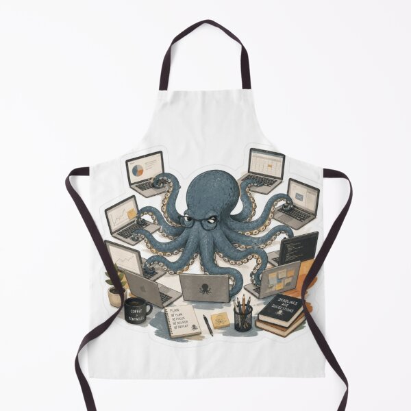 Item preview, Multitasking Octopus Working on Multiple Laptops designed and sold by Snurly.