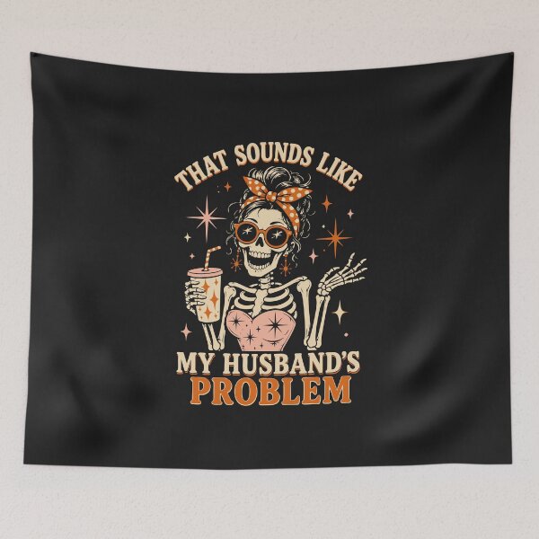 Item preview, That Sounds Like My Husbands Problem Funny Wife Skeleton Bandana Retro Halloween Costume For Women designed and sold by alenaz.
