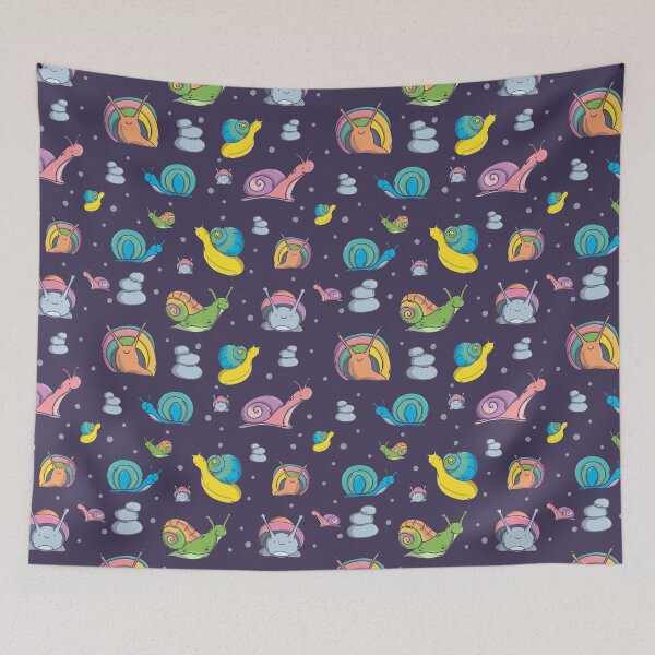 Item preview, Snails Pattern. Cute Characters. Dark Purple Background. designed and sold by DigitalCris.
