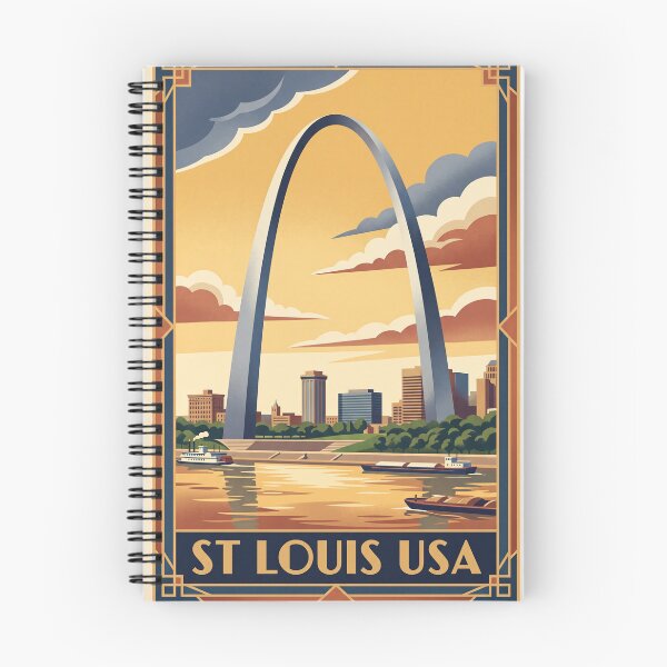 Item preview, St Louis Missouri Vintage Travel Art – Gateway Arch & Mississippi River designed and sold by Bomax121.