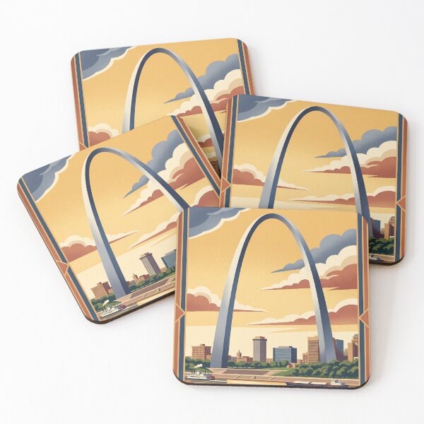 Item preview, St Louis Missouri Vintage Travel Art – Gateway Arch & Mississippi River designed and sold by Bomax121.