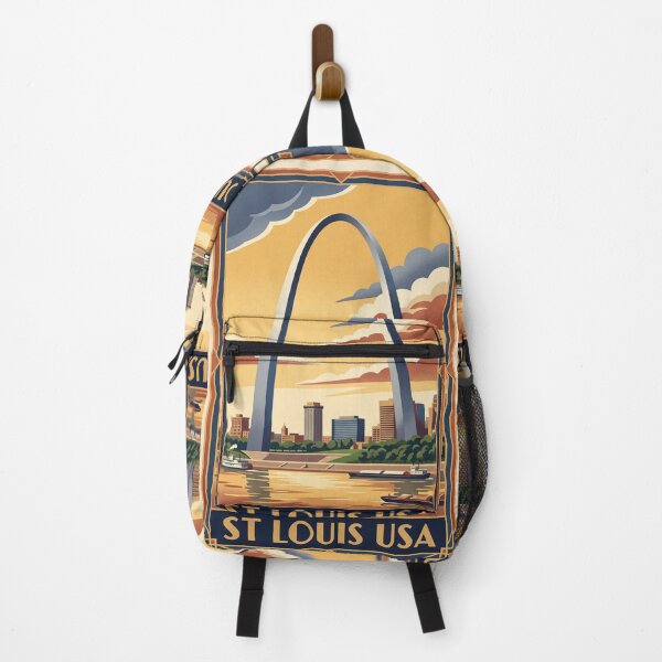 Item preview, St Louis Missouri Vintage Travel Art – Gateway Arch & Mississippi River designed and sold by Bomax121.