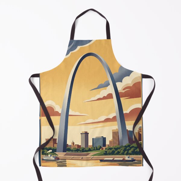 Item preview, St Louis Missouri Vintage Travel Art – Gateway Arch & Mississippi River designed and sold by Bomax121.