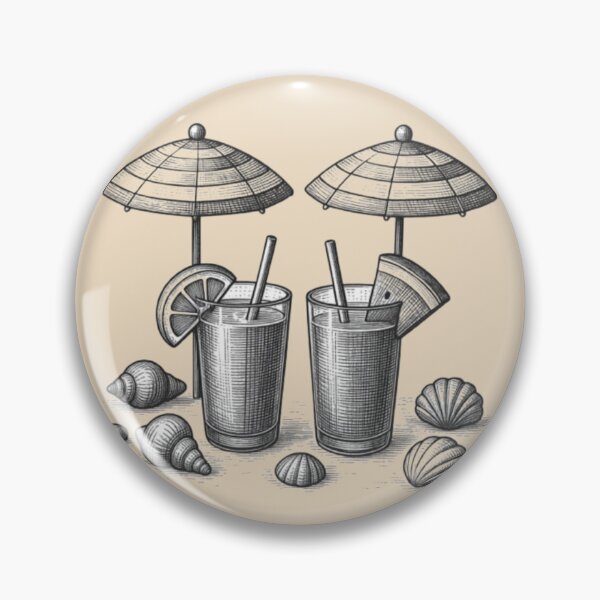 Aperçu de l'œuvre Tropical Beach Drinks — Summer Cocktails & Seashell Illustration créée et vendue par Catfcreations.