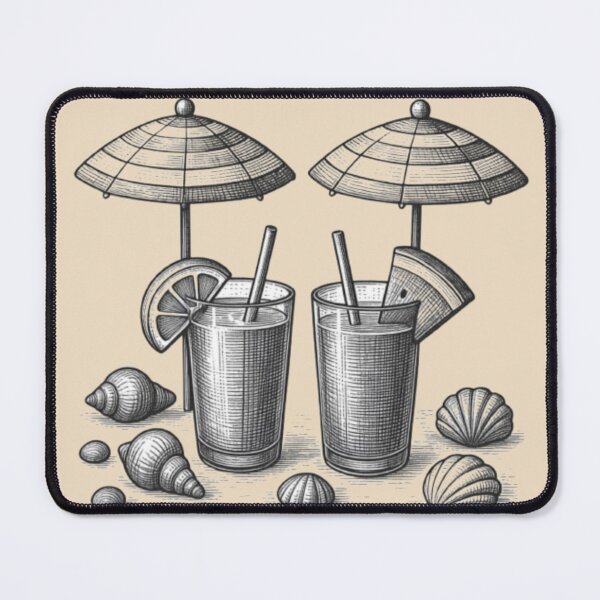Item preview, Tropical Beach Drinks — Summer Cocktails & Seashell Illustration designed and sold by Catfcreations.