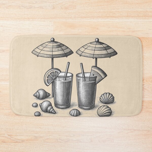 Item preview, Tropical Beach Drinks — Summer Cocktails & Seashell Illustration designed and sold by Catfcreations.