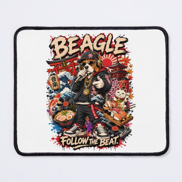Item preview, Funny Hip Hop Beagle Japanese Street Poster Artwork designed and sold by Tong4130.