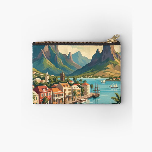 Item preview, Port Louis Mauritius Vintage Travel Art – Tropical Harbour & Mountain Waterfront designed and sold by Bomax121.