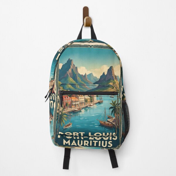 Item preview, Port Louis Mauritius Vintage Travel Art – Tropical Harbour & Mountain Waterfront designed and sold by Bomax121.