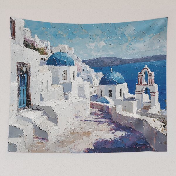 Item preview, Santorini Oia Blue Dome Church Art designed and sold by daila70.