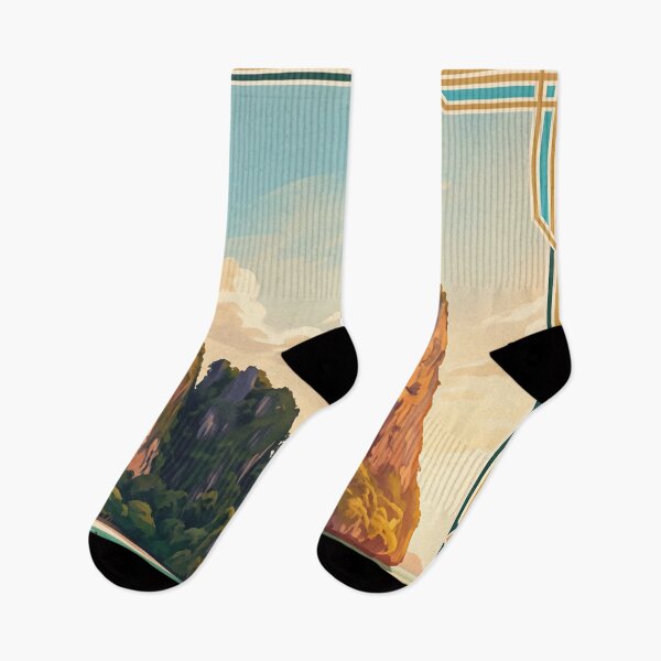 Item preview, Krabi Thailand Vintage Travel Art – Railay Beach & Limestone Cliffs designed and sold by Bomax121.