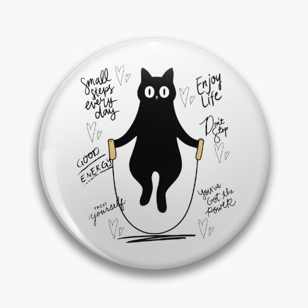 Item preview, Jump Rope Black Cat Positive Motivational Quotes Art designed and sold by EchoPrint Co..