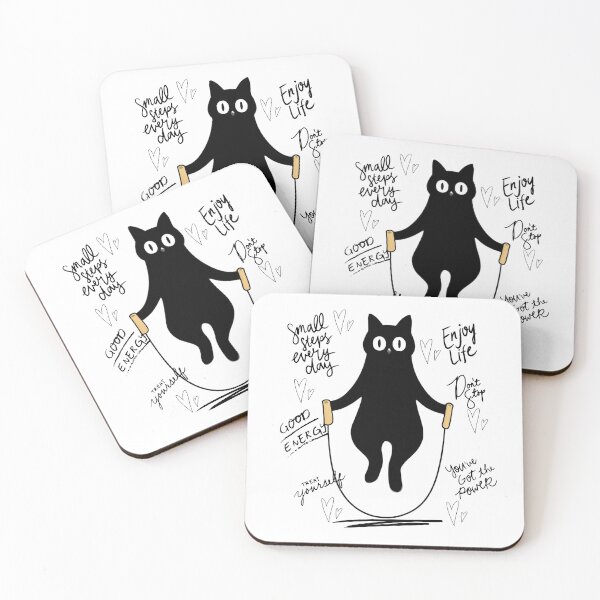 Item preview, Jump Rope Black Cat Positive Motivational Quotes Art designed and sold by EchoPrint Co..