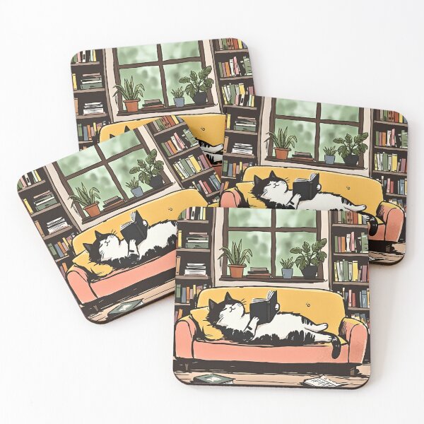 Item preview, Cat Reading Book - Cozy Library Cat Book Lover designed and sold by Steele-Art.