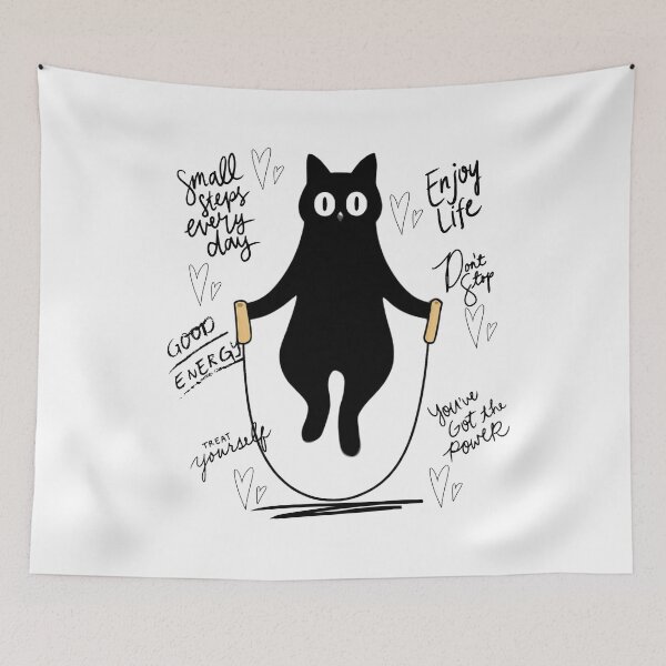 Item preview, Jump Rope Black Cat Positive Motivational Quotes Art designed and sold by EchoPrint Co..