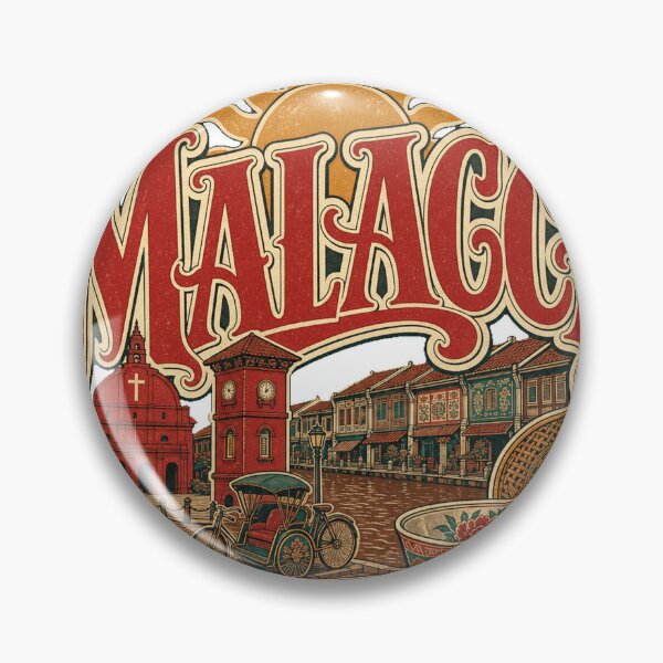 Item preview, Malacca Malaysia Hand Drawn Vintage Travel Nameplate designed and sold by VisualArtsOasis.