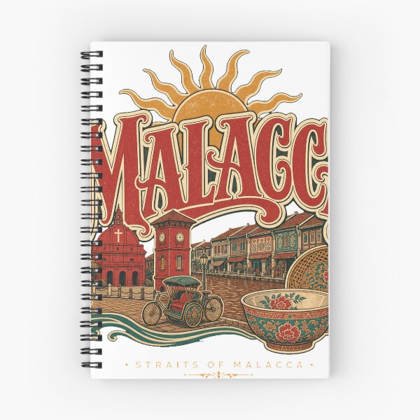 Item preview, Malacca Malaysia Hand Drawn Vintage Travel Nameplate designed and sold by VisualArtsOasis.
