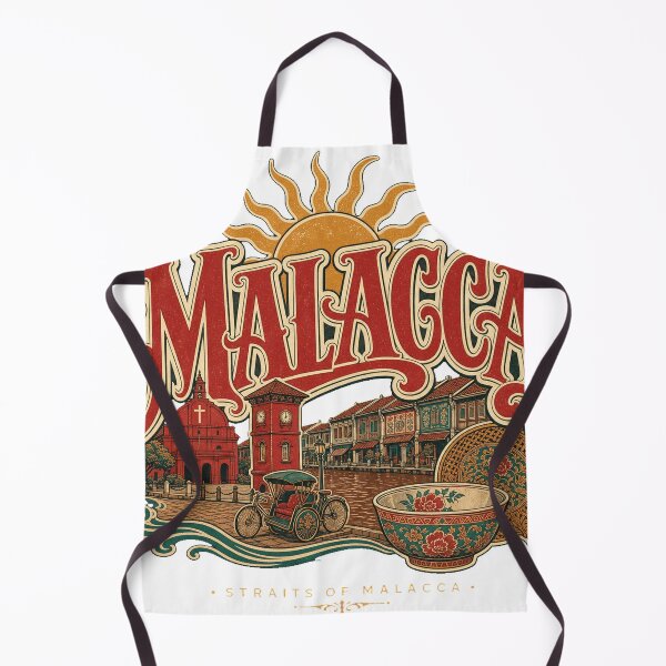 Item preview, Malacca Malaysia Hand Drawn Vintage Travel Nameplate designed and sold by VisualArtsOasis.