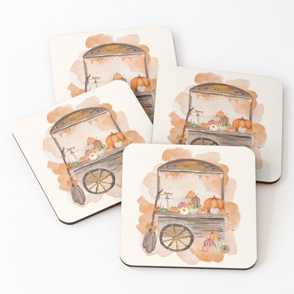 Item preview, ​Watercolor Pumpkin Patch Stand Happy Halloween Illustration designed and sold by HBBS DESIGNS.