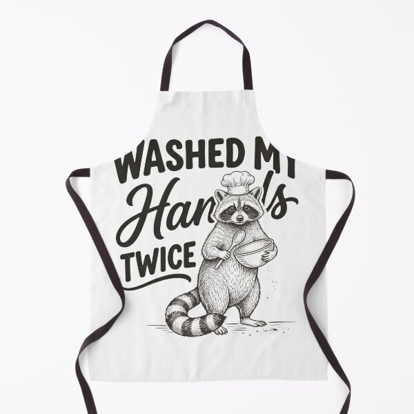 Item preview, Washed My Hands Twice Funny Raccoon Chef | Vintage Cooking Humor | Cute Baker Gift designed and sold by GracePixelArt.