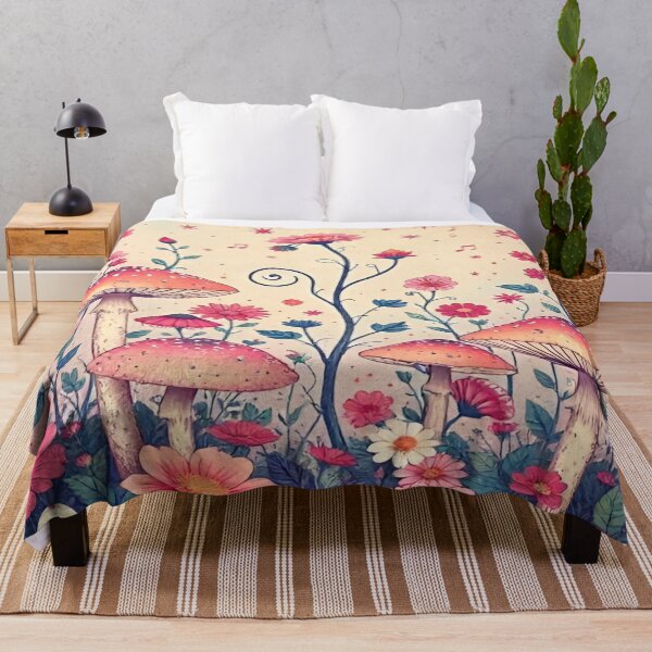 Item preview, Floral Dreamscape with Vibrant Colorful Mushrooms and Flowers Set Against a Soft Pastel Sun-Kissed Background designed and sold by Matt_Smith.
